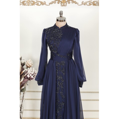 Hijab Dress - Elite Chiffon Dress - Dark Blue