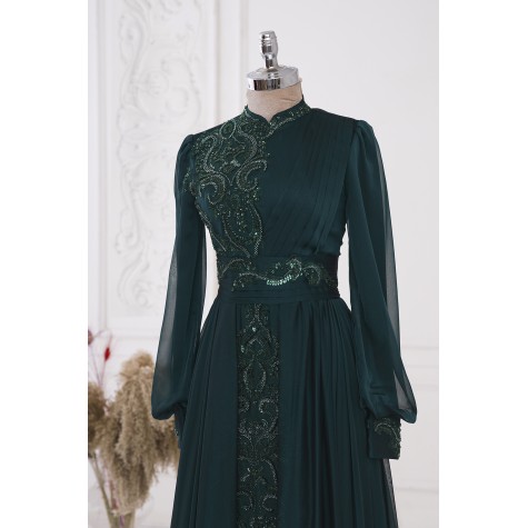 Elite Chiffon Dress - Emerald
