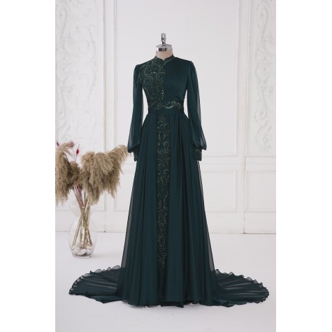 Hijab Dress - Elite Chiffon Dress - Emerald
