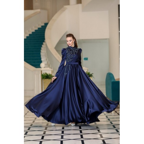 Hijab Dress - Ezgi Dress - Dark Blue