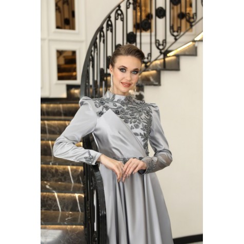 Hijab Dress - Nilüfer Dress - Gray