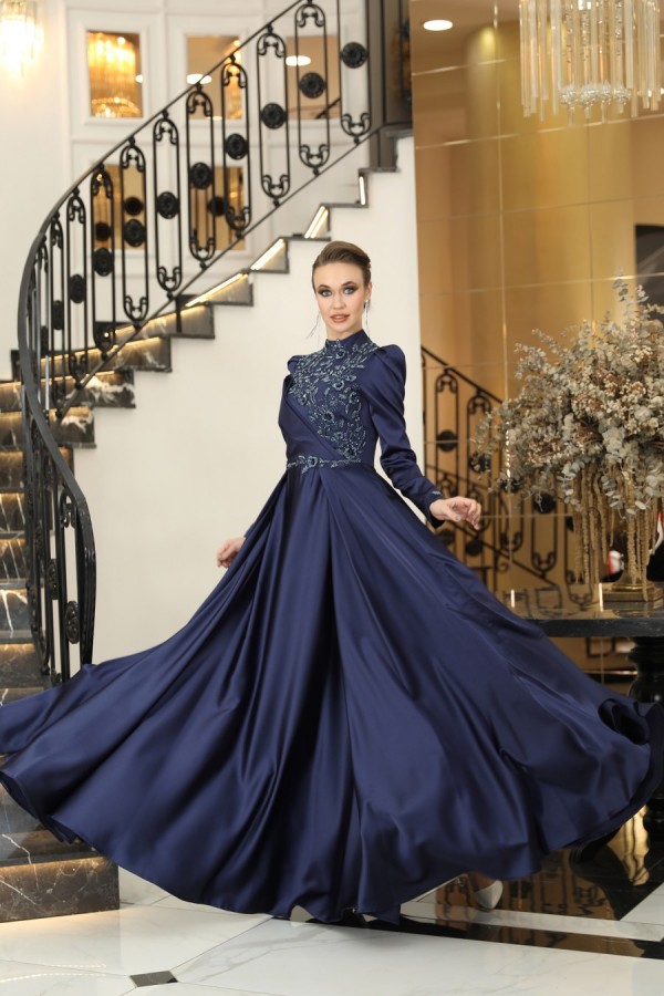 Hijab Dress - Nilüfer Dress - Dark Blue