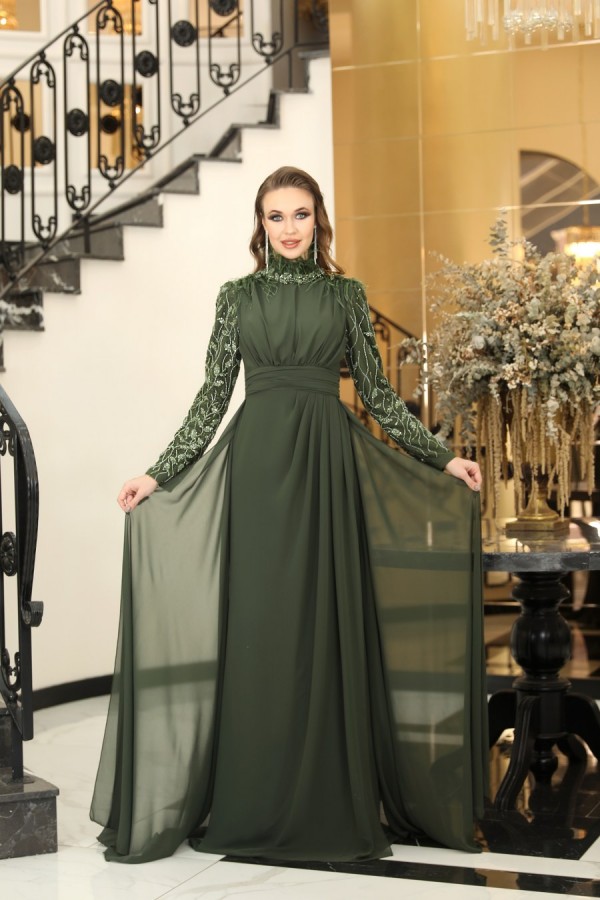 Hijab Dress - Elif Dress - Khaki