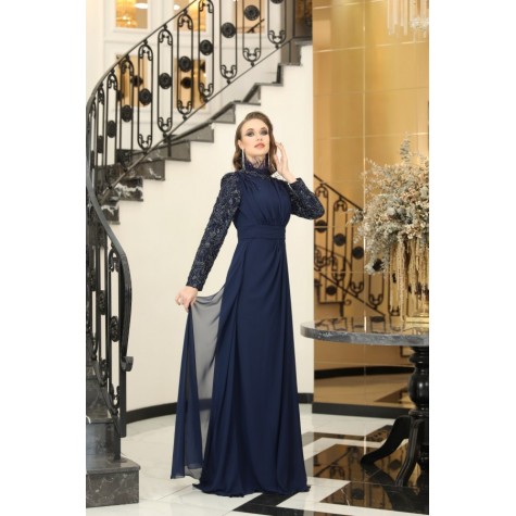 Hijab Dress - Elif Dress - Dark Blue
