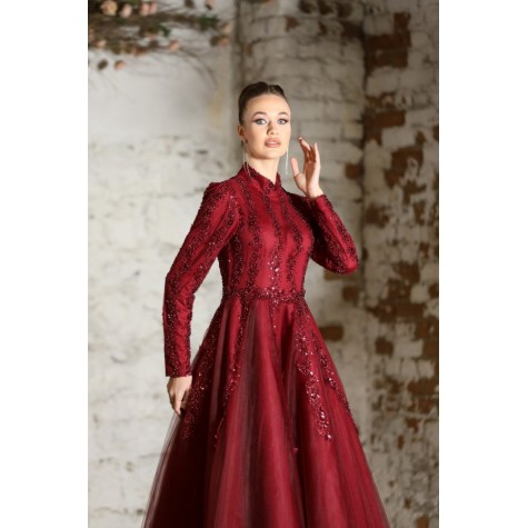Hijab Dress - Salkım Dress - Burgundy