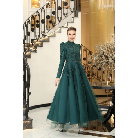 Hijab Dress -Yakut Dress - Emerald