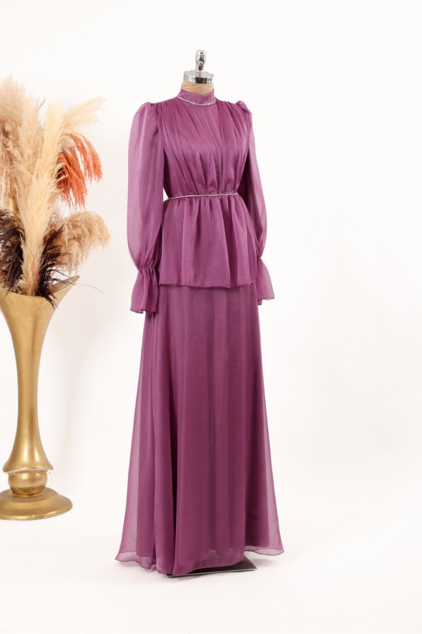 Tesettür Abiye - Alissa Abiye - Mürdüm 