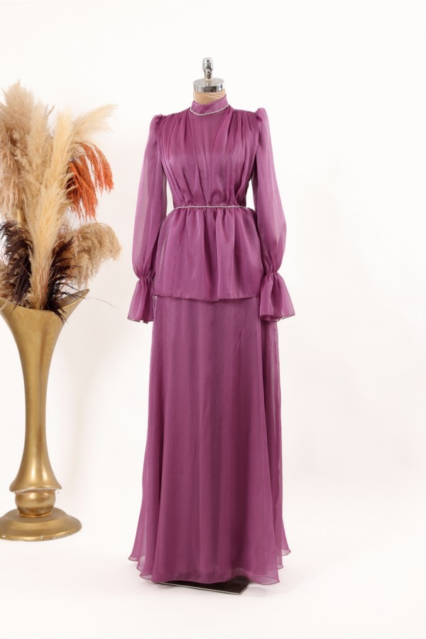 Tesettür Abiye - Alissa Abiye - Mürdüm 