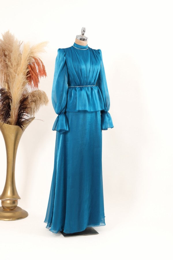 Tesettür Abiye - Alissa Abiye - Petrol