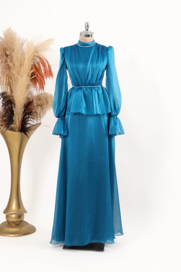 Tesettür Abiye - Alissa Abiye - Petrol