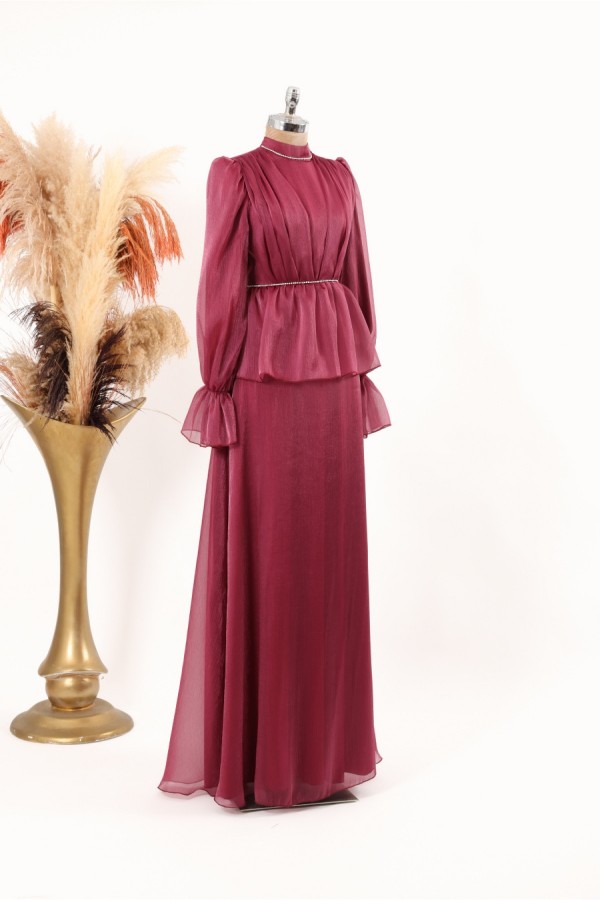 Tesettür Abiye - Alissa Abiye - Vişne 