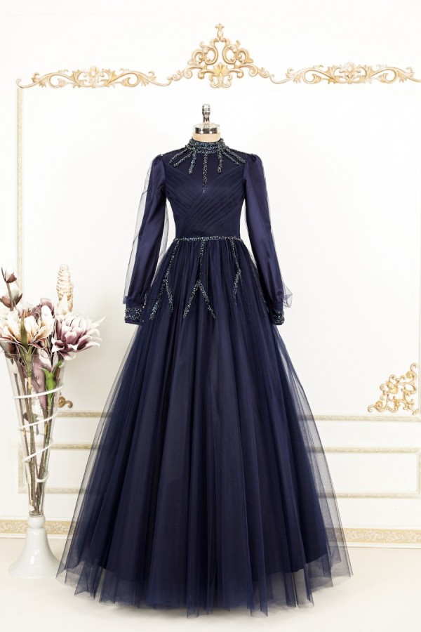 Hijab Dress - Aysima Dress Dark Blue