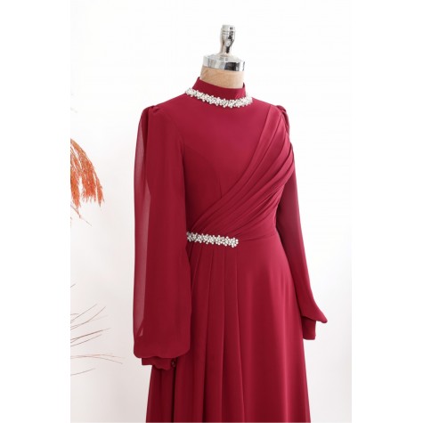 Tesettür Abiye - Berry Abiye - Bordo