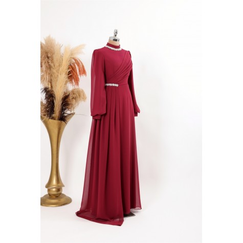 Tesettür Abiye - Berry Abiye - Bordo
