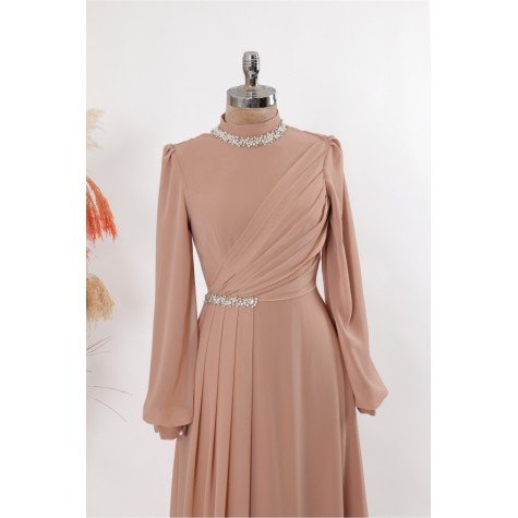 Tesettür Abiye - Berry Abiye - Somon