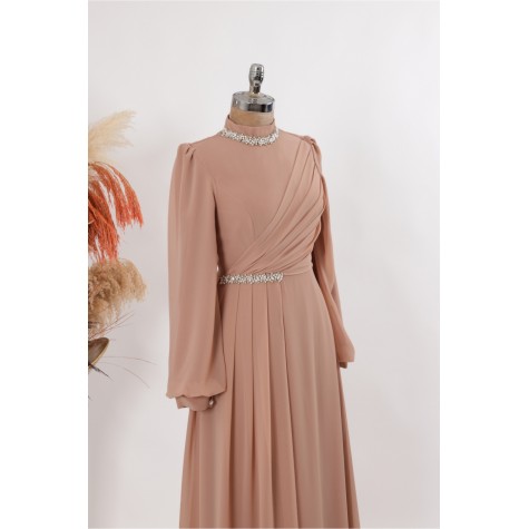 Tesettür Abiye - Berry Abiye - Somon