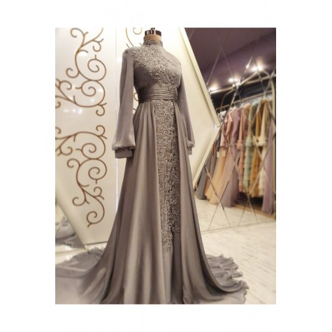 Hijab Dress - Elite Chiffon Dress - Gray