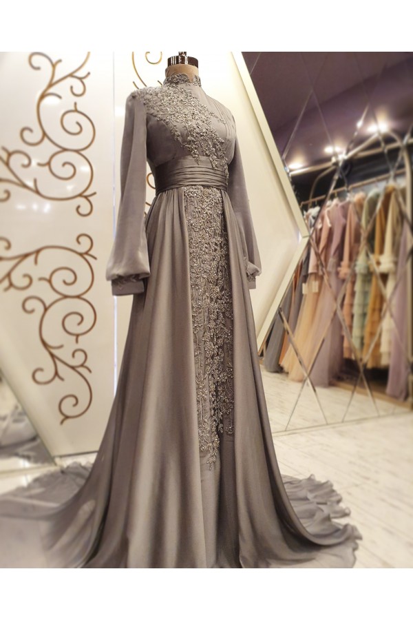 Elite Chiffon Dress - Gray