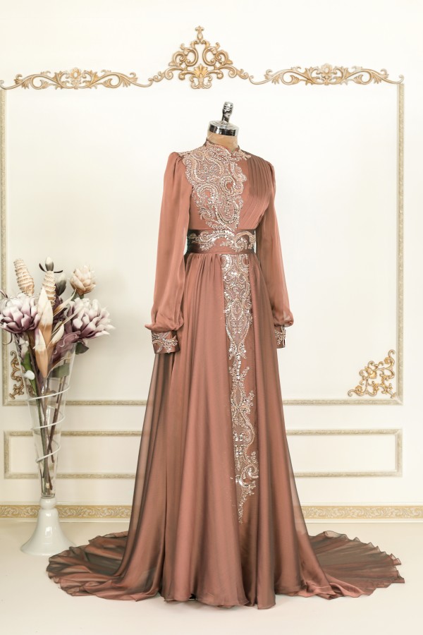Elite Chiffon Dress - Copper