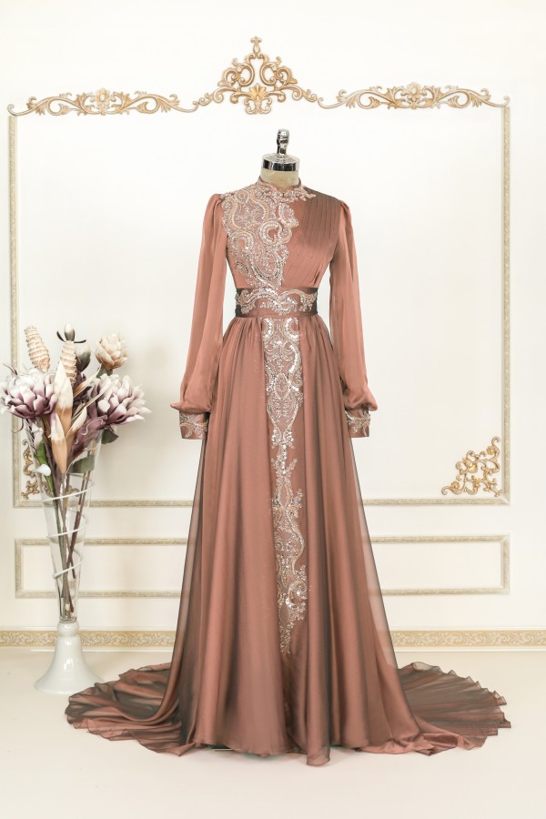 Elite Chiffon Dress - Copper