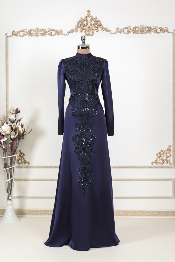 Hijab Dress - İnci Dress Dark Blue