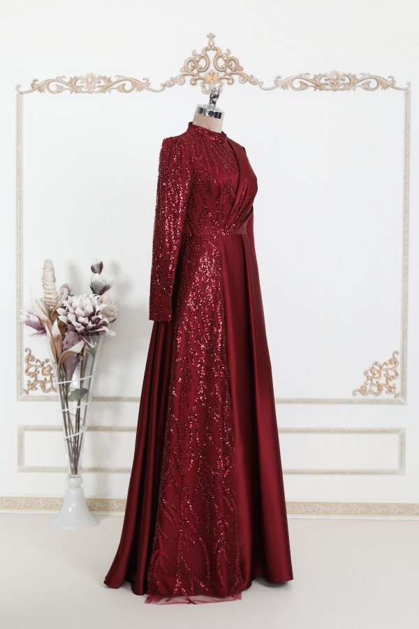 Hijab Dress - Sultan Dress - Burgundy