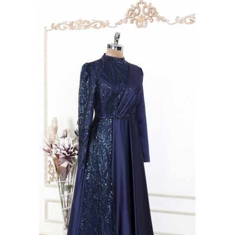 Hijab Dress - Sultan Dress - Dark Blue
