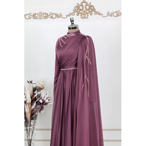 Hayal Chiffon Dress - Plum