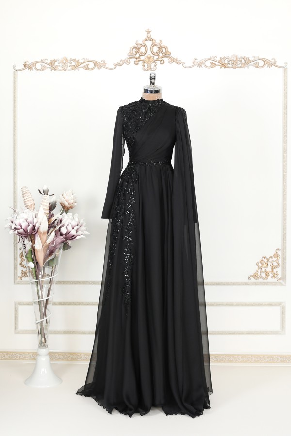 Hijab Dress - Hayal Chiffon Dress - Black