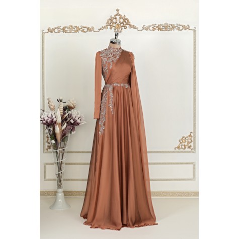 Hayal Chiffon Dress - Copper