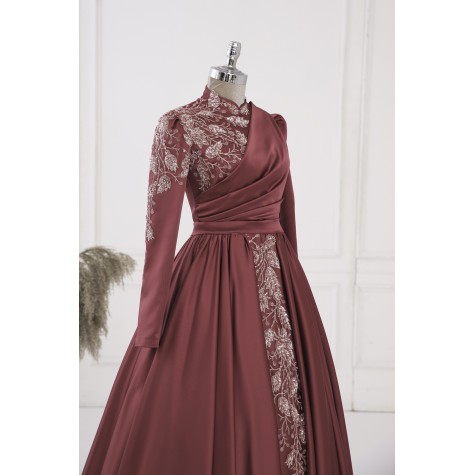 Hurrem Satin Dress - Copper