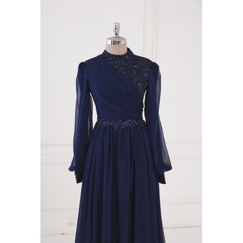 Mimoza Chiffon Dress - Dark Blue