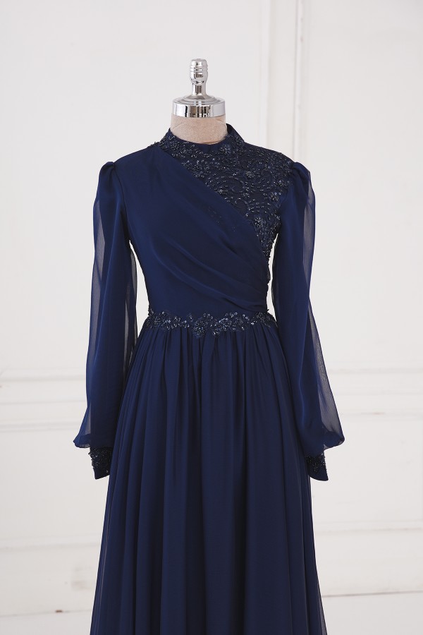 Mimoza Chiffon Dress - Dark Blue